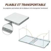 HOMCOM Table de Camping Reception Pliante Portable Pique-Nique Buffet en Aluminium(m-5)