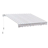 Outsunny Markise mit Handkurbel, Gelenkarmmarkise, Sonnenschutz, Wandmontage, Balkon, Alu Berge 3 x 2,5 m(m-1)