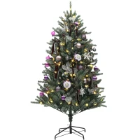 HOMCOM 5ft Artificial Christmas Tree, with Purple Decorations and Lights(m-1)