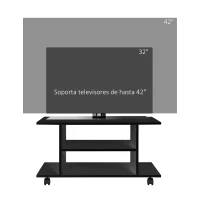 HOMCOM Mueble para Televisión Mesa para TV con Estantes y Ruedas con Bloqueo Superficie de Melamina 80x40x40 cm Negro(m-7)