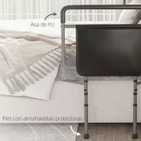 HOMCOM Barandilla de Cama Adulto Asidero para la Cama con Altura Ajustable Bolsillo de Almacenamiento 71x61x86-104 cm Gris(m-6)