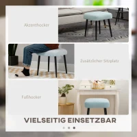 HOMCOM Hocker, Fußstütze, gepolsterter Sitz, Kaschmir-Optik, Stahlbeine, 42 x 42 x 44 cm, Hellblau(m-5)