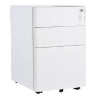 Vinsetto Caisson de bureau rangement bureau sur roulettes 3 tiroirs coulissants verrouillables trieur à dossiers dim. 39L x 48I x 59H cm acier blanc(m-1)