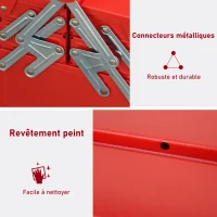 DURHAND Boite à outils métallique - coffret à outils - caisse à outils 3 niveaux 5 plateaux rétractables - tôle acier rouge(m-6)