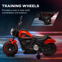 HOMCOM 6v Electric Motorbike with Training Wheels, One-Button Start - Red(m-5)