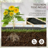Outsunny Carré potager jardinière à 3 étages avec treillis lit surélevé en bois pour plantes grimpantes légumes fleurs naturel(m-6)