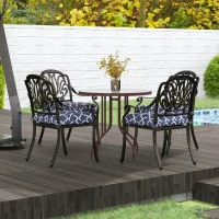 Outsunny 4-Piece Seat Cushion Pillows Replacement, Patio Chair Cushions Set with Ties for Indoor Outdoor, Blue(m-6)