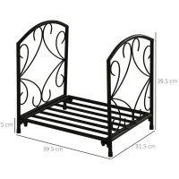 Outsunny Portalegna per Camino da Interno ed Esterno in Metallo, 50kg di Legna, 39.5x31.5x39.5cm - Nero(m-3)