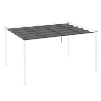 Outsunny Retractable Pergola Shade Cover, Replacement Canopy for 4 x 3 (m) Pergola, Retractable Roof, Dark Grey(m-8)