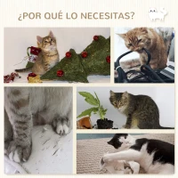 PawHut Juego de Rascador de Pared para Gatos con 3 Postes de Sisal Hamaca y 1 Plataforma para Saltar de 3 Nivele Gris(m-6)