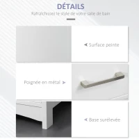 kleankin Meuble colonne de salle de bain avec placard 3 compartiments et tiroir - dim. 34L x 30P x 163H cm - MDF Blanc(m-6)