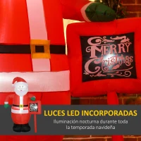HOMCOM Papá Noel Hinchable con Cartel Navidad Hinchable con 3 Luces LED e Inflador Eléctrico 120x65x180 cm Multicolor(m-4)
