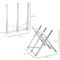 DURHAND Portable Sawhorse Heavy Duty Steel Adjustable Work Support, Foldable Sawhorse Stand 100 kg Weight Capacity, Silver Tone(m-3)