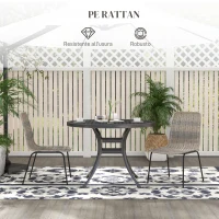 HOMCOM Set 2 Sedie da Giardino e Interno Stile Boho con Schienale Basso e Rivestimento in Rattan PE, Giallo(m-4)