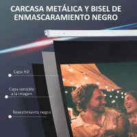 HOMCOM Pantalla de Proyector Eléctrica 100 Pulgadas Pantalla Proyección 16:9 con Mando a Distancia 253x7,5x168 cm Blanco(m-9)