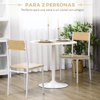 HOMCOM Mesa de Comedor Redonda Mesa de Cocina para 2 Personas con Base de Acero y Almohadilla Antideslizante Ø80x75 cm Blanco(m-4)