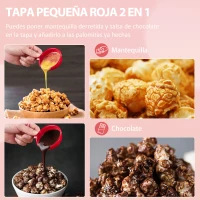 HOMCOM Máquina de Palomitas 1200W Máquina para hacer Palomitas en 3 Minutos Palomitera Eléctrica sin Aceite 22x19x39 cm Rojo(m-7)