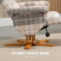 HOMCOM Swivel Recliner Chair with Footstool, Faux Leather Reclining Chair with Wooden Base and Storage for Living Room, Bedroom, Black(m-7)