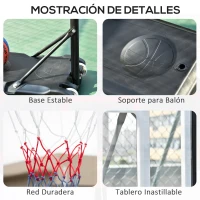 HOMCOM Canasta de Baloncesto con Altura Ajustable 206-260 cm Aro de Baloncesto con Ruedas y Base Rellenable Negro(m-7)