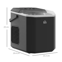 HOMCOM Macchina del Ghiaccio Autopulente da 9 Cubetti in 6-13 Minuti, in PP e Rame, 22.2x29.4x29 cm, Nera(m-3)