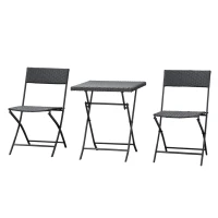 Outsunny Ensemble Meubles de Jardin Design Table carré et chaises Pliables résine tressée Imitation rotin Marron(m-10)