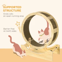 PawHut Cat Wheel with Brake, Scratching Pads - Oak Tone(m-5)