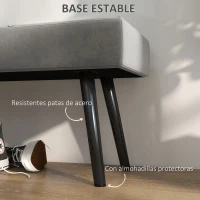 HOMCOM Taburete Pie de Cama Multifuncional con Pies de Acero y Asiento Acolchado para Entrada Pasillo 100x36x45 cm Gris(m-5)