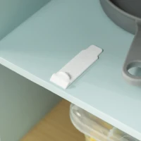 AIYAPLAY Cucina Giocattolo per Bambini con Fornelli e Armadietti, in Acciaio, Legno e PP, 72x33x85.2 cm, Blu e Bianco(m-9)