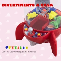 HOMCOM Macchinetta Pesca Pupazzi a Forma di Razzo Rosso con Luci, Suoni e 8 Alieni, per Bambini 3-8 Anni, 20x19x30cm(m-5)