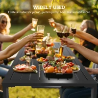 Outsunny 3 Pieces Picnic Bench Set with Table and 2 Benches, Slated Design Dining Trestle Beer Table and Seat, Black(m-6)