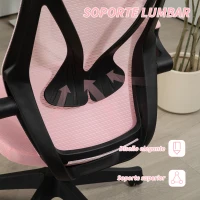 HOMCOM Silla de Oficina Giratoria con Altura Ajustable Reposabrazos Abatibles y Función de Basculante Carga 120 kg Rosa(m-7)