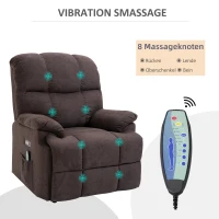 HOMCOM Massagesessel mit Aufstehhilfe, Relaxsessel mit Aufstehhilfe, inkl. Fernbedienung, USB-Schnittstelle, Braun(m-6)