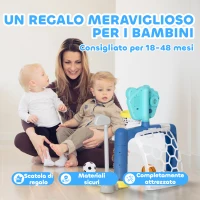 AIYAPLAY Gioco per Bambini con Rete da Calcio, Canestro Basket Regolabile e Buca da Golf, 54x38.8x60.4-68 cm(m-8)