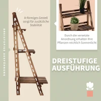 Outsunny Pflanzentreppe Blumenbank Blumentreppe Blumenregal Pflanzregal Blumenständer 3 Stufen Tannenholz Dunkelbraun 60 x 37 x 93 cm(m-5)
