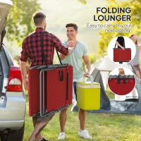 Outsunny Five-Position Reclining Sun Lounger - Red(m-7)