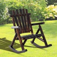 Outsunny Adirondack Chair Cedar Wood Ergonomic Rocking Chair Porch Rocker Garden Traditional - Burlywood(m-10)