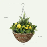 Outsunny Set of Two Hanging Lisianthus Flower Pots - Yellow/Green(m-3)