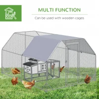 PawHut Walk in Chicken Run Chicken Coop Hen House Outdoor with Roof for 10-12 Chickens, 380 x 280 x 195cm(m-6)