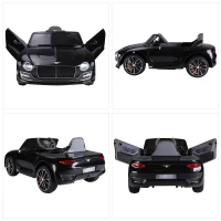 HOMCOM Macchina Elettrica per Bambini Bentley GT 6V, con Doppi Motori, Auto Elettrica per Bambini con Telecomando, Clacson, Suoni, Fari e 2 Portiere Apribili, 2.5-5 km/h, per 3-5 Anni, Nero(m-8)