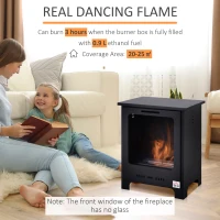 HOMCOM Freestanding Ethanol Fireplace, Bioethanol Fire with 0.9L Tank, 3 Hours Burning Time for Indoor, Black(m-4)
