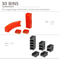 DURHAND 30 Cubbie On-Wall Storage Board Tool Screw Organiser Garage Workshop DIY Container w/ Screw Kit Tool Equipment Tidy(m-6)
