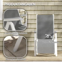Outsunny Gartensessel Outdoor-Loungesessel Gartenliege, wetterbeständig, 62cm x 96cm x 108cm, Grau + Weiß(m-5)