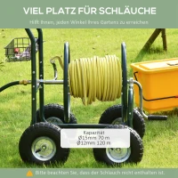 Outsunny Schlauchwagen für Gartenschlauch max. 70 m (Ø15 mm Schlauch) mit Aufbewahrungskorb Stahl Nylon 83 x 60 x 92,5 cm(m-4)