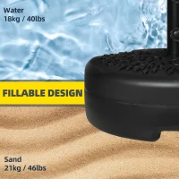 Outsunny Water/Sand Fillable Half Parasol Umbrella Base - Black(m-5)