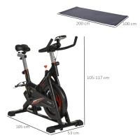 HOMCOM Stationary Exercise Bike 10kg Flywheel Gym Office Cycling Training Fitness w/ LCD Monitor, Protection Mat(m-3)