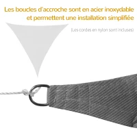 Outsunny Voile d'ombrage Triangulaire Grande Taille 5 x 5 x 5 m polyéthylène Haute densité résistant aux UV Coloris gris(m-7)