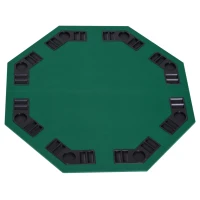 HOMCOM 1.2m/48 Inches Foldable Poker Table Top 8 Players Blackjack Tables Chip Trays(m-11)