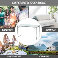 HOMCOM Table de Camping Reception Pliante Portable Pique-Nique Buffet en Aluminium(m-7)