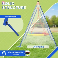 Outsunny Metal Kids Swing Set Nest Swing Seat with A-Frame Structure for Outdoor Use - Multicoloured(m-4)