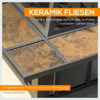 Outsunny Feuerstelle mit Funkenschutz, inkl. Schürhaken u. Abdeckung, wetterbeständig, Braun + Schwarz(m-5)